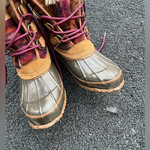 Khombu Duck Boots Suede Faux Fur Blanket Tie Winter Boots Women’s 7 - Picture 6 of 13